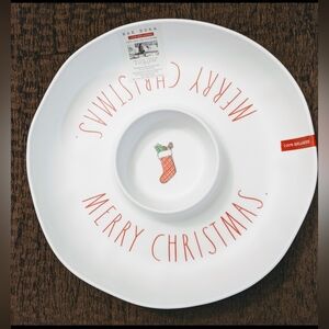 MERRY CHRISTMAS Rae Dunn Large Chip & Dip Platter100% Melamine